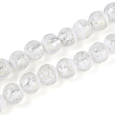 Светящиеся бусины ручной работы из серебряной фольги в технике лэмпворк FOIL-N029-03A-1