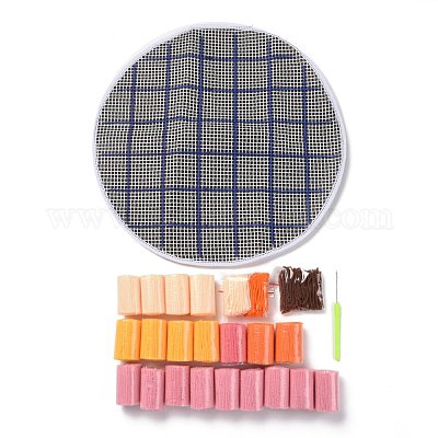 Flat Round Latch Hook Rug Kit, DIY Rug Crochet Yarn Kits, Including Color  Printing Screen Section Embroidery Pad, Needle, Acrylic Wool Bundle, Duck