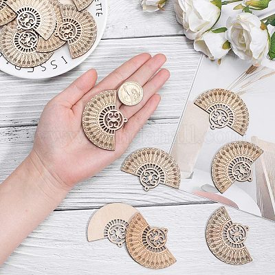 Gros pendentifs en bois non teint&nbsp;WOOD-PH0008-37-1