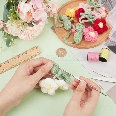 5шт 5 цвета вязания крючком слоеного цветка кулон украшения с регулируемым листом DIY-FG0004-12-1