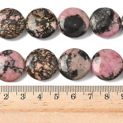 Естественные плоские круглые пряди родонит бусы G-L246-10-1