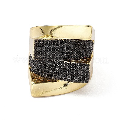 Открытое кольцо-манжета на трассе с черным цирконием RJEW-M144-13G-1