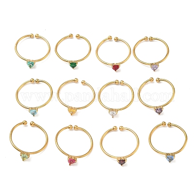 Кольца-манжеты из нержавеющей стали 304 с кубическим цирконием для женщин RJEW-Z122-01G-1