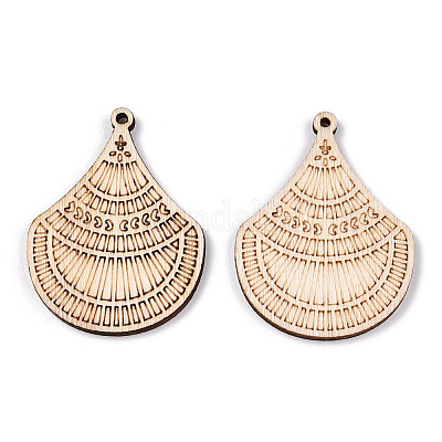 Подвески из неокрашенного натурального дерева тополя WOOD-TAC0002-13-1