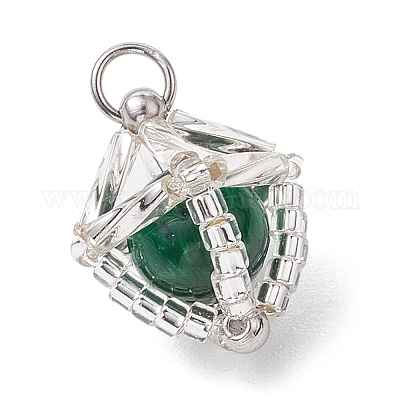 Подвески из натурального тигрового глаза (окрашенного и нагретого) и стеклянных бусин ручной работы PALLOY-MZ00469-04-1