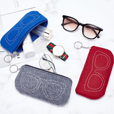 6шт 3-цветный фетровый футляр для очков AJEW-WR0001-61-1