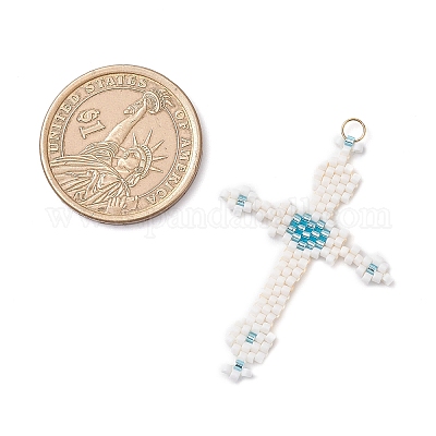 Подвески-кресты из стеклянного бисера PALLOY-MZ00947-05-1