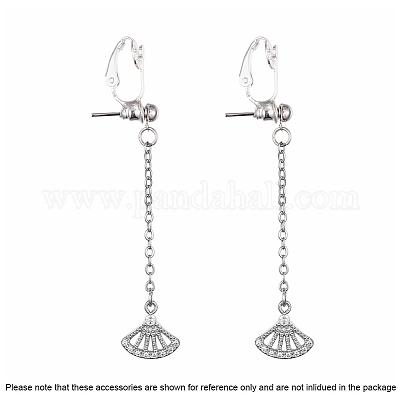 Латунные клипсы серьги выводы KK-Q115-S-NF-1