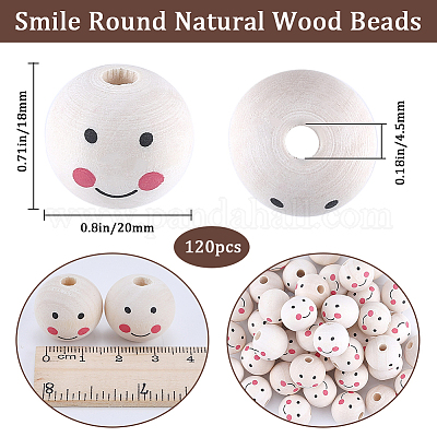 120 шт. европейские бусины из натурального дерева с принтом WOOD-GF0002-19A-1
