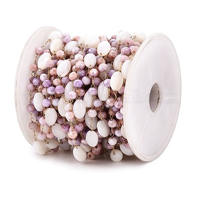 Цепочки из ракушек и хрустальных бусин ручной работы CHS-T006-09G-1