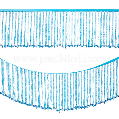 1 ярд полиэстеровой кружевной ленты с кисточкой из стеклянных бусин OCOR-NB0002-13A-1