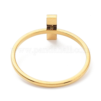 Ионное покрытие(ip) прямоугольное кольцо из нержавеющей стали 304 с кубическим цирконием RJEW-K224-12G-1