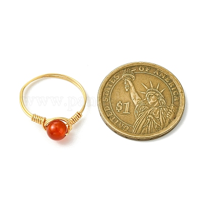 Кольца с натуральным зеленым авантюрином RJEW-JR00830-1