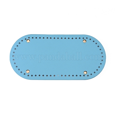 PU Leather Oval Bag Bottom, for Knitting Bag, Women Bags Handmade DIY  Accessories, Light Sky Blue, 252x122x9.5mm, Hole: 4.5mm