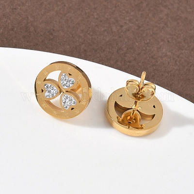 Кольцо с клевером EJEW-G453-04G-1