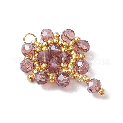 Подвески-цветы из стеклянных бусинок ручной работы PALLOY-MZ00492-02-1