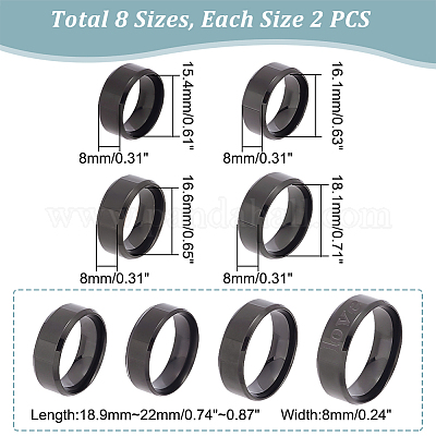16 шт. набор из двух простых колец из нержавеющей стали для женщин RJEW-UN0002-58-1