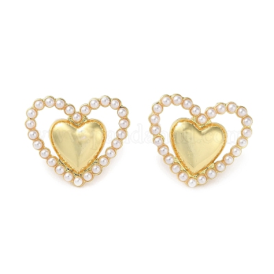 Boucles D'oreilles Cœur En Métal Doré Plaqué Or Gefor - Neuf Avec étiquettes, Fermoir Clous