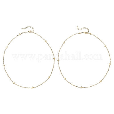 Ожерелья из нержавеющей стали 304 с крестообразными цепочками NJEW-JN05443-1