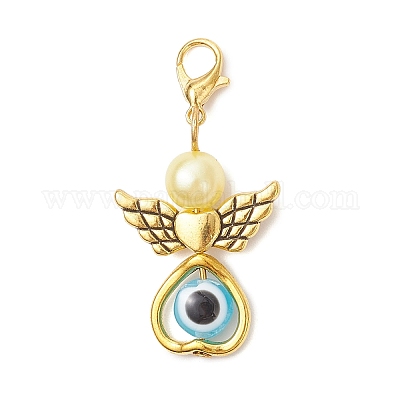 Подвесные украшения из сплава и смолы в виде ангела и сглаза HJEW-JM04278-01-1