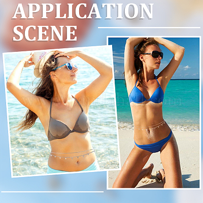 2 комплект 2-х цветных железных цепочек на талию&nbsp;AJEW-GF0011-04-1