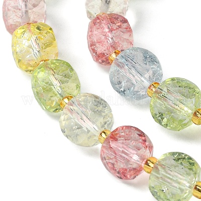 Нити синтетических хрустальных бусин цветного топаза G-Q010-A14-01-1