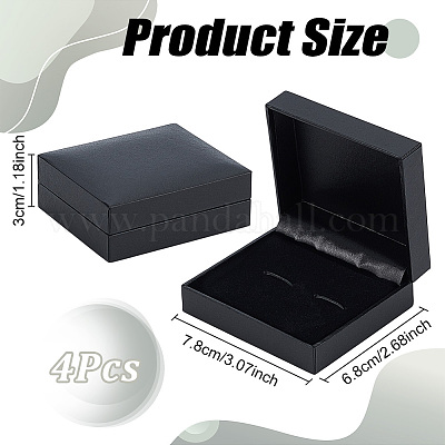 プラスチック製のカフスボタン収納ギフトボックス  長方形  ブラック  7.8x6.8x3cm&nbsp;CON-WH0115-07-1
