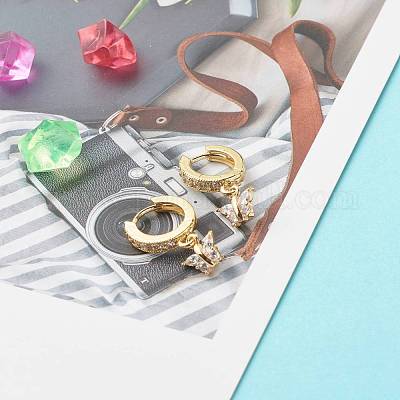 Серьги-кольца с кубическим цирконием в виде бабочки для девушки X1-EJEW-JE04637-1