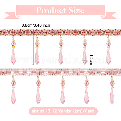 Кружевная бахрома из полиэстера длиной 12 м. SRIB-WH0026-26A-1