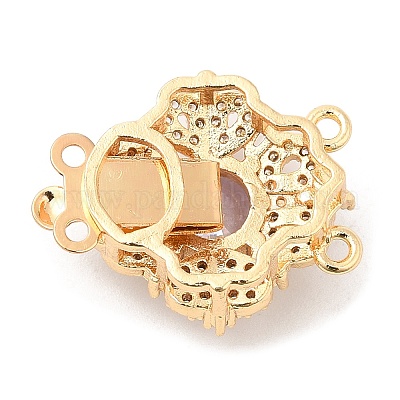 Латунные застежки из прозрачного кубического циркония с микропаве KK-E052-01B-G03-1