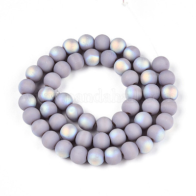 Нити из матовых непрозрачных стеклянных бусин GLAA-T032-P8mm-MBB07-1