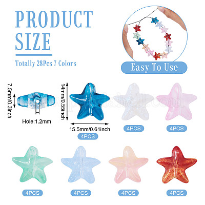 28шт 7 цвета стеклянные бусины GLAA-TA0003-34-1