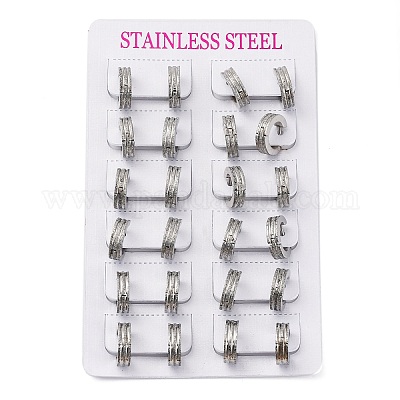 Серьги-кольца из нержавеющей стали Sand Flash 304 для женщин EJEW-M001-22P-1