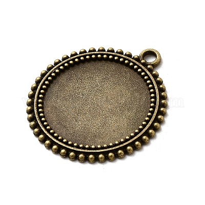 Тибетский стиль плоские круглые литые сеттинги подвеска кабошон X-TIBEP-Q045-031AB-NR-1