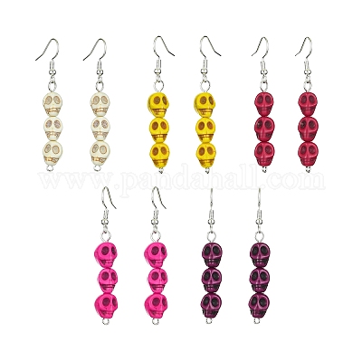 Boucles d'oreilles synthétiques turquoise dangle&nbsp;EJEW-JE05376-1