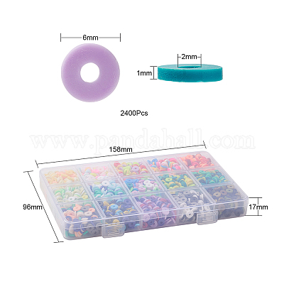 2400шт 15 цвета бусины из полимерной глины ручной работы CLAY-YW0001-41-1