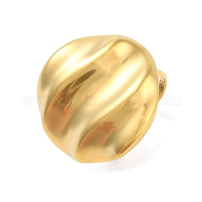 Гофрированное овальное кольцо-манжета из нержавеющей стали 304 для женщин и мужчин RJEW-Z038-03G-1