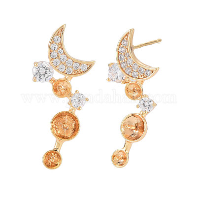 Латунные микро-паве прозрачные серьги-гвоздики из циркония KK-S364-060-1