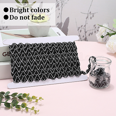 24.5~25 ярд двухцветной полиэстеровой волнистой кружевной ленты OCOR-GF0004-35D-1