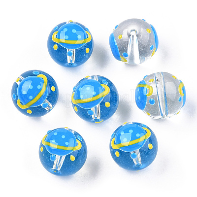 Прозрачное стекло с эмалевыми бусинами LAMP-T011-22B-1