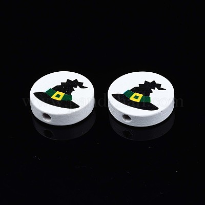 Бусины из натурального дерева с принтом на Хэллоуин WOOD-T021-83-1