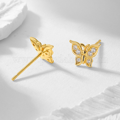 Элегантные серьги-гвоздики в виде бабочек с цирконами GS0771-1-1