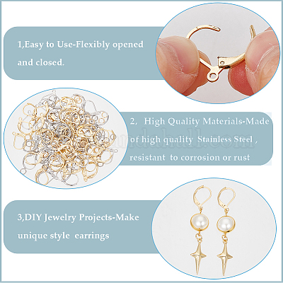 80 шт. 2-цветная фурнитура для сережек из нержавеющей стали 304 STAS-SP0001-14-1