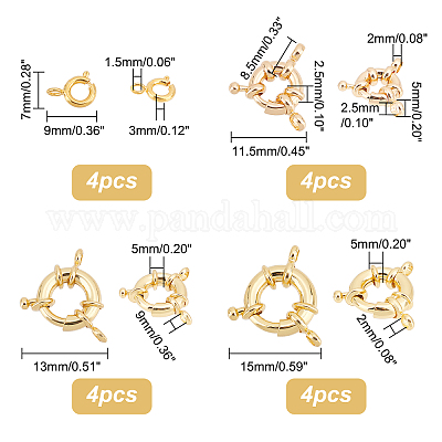 Ph pandahall 16 pz chiusure ad anello a molla 4 dimensioni chiusure ad anello  chiuso placcato