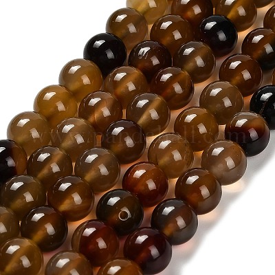 Окрашенные естественный агат бисер пряди G-G203-10D-10mm-1
