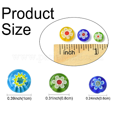 1 нить плоских круглых стеклянных бусин миллефиори ручной работы LK-YW0001-10A-1