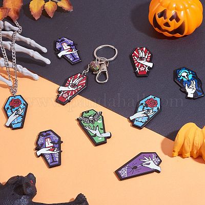 16шт 8 стильные непрозрачные акриловые подвески с принтом SACR-SZ0001-21-1