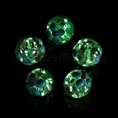 Светящиеся бусины лэмпворк из золота и песка ручной работы LAMP-N035-04A-1