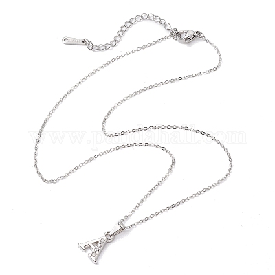 Ожерелья с подвесками в виде букв из сплава со стразами NJEW-JN04886-1