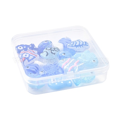 14 шт. 14 вида окрашенных стеклянных бусин LAMP-FS0001-65-1